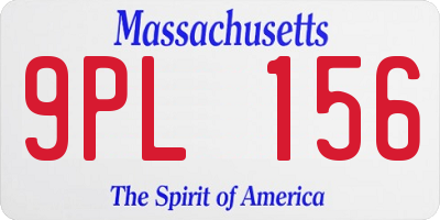 MA license plate 9PL156