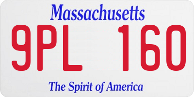 MA license plate 9PL160