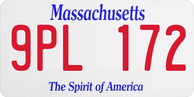 MA license plate 9PL172
