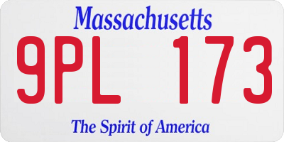 MA license plate 9PL173
