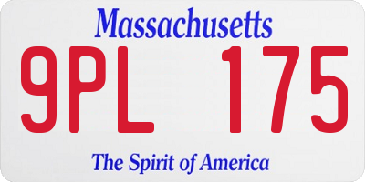 MA license plate 9PL175