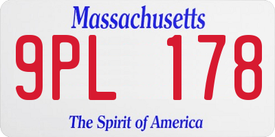 MA license plate 9PL178