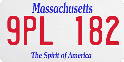 MA license plate 9PL182