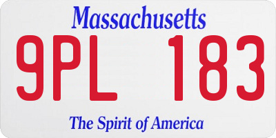 MA license plate 9PL183