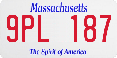 MA license plate 9PL187