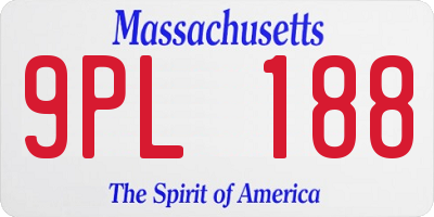 MA license plate 9PL188