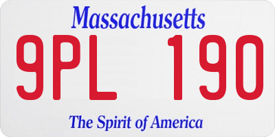 MA license plate 9PL190