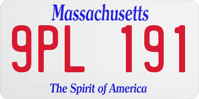 MA license plate 9PL191