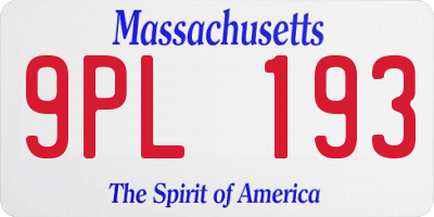 MA license plate 9PL193