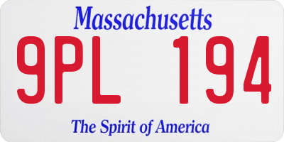 MA license plate 9PL194