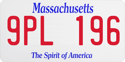 MA license plate 9PL196
