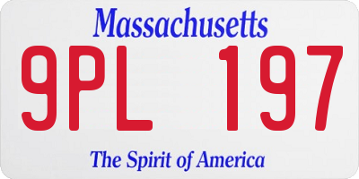 MA license plate 9PL197
