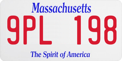 MA license plate 9PL198