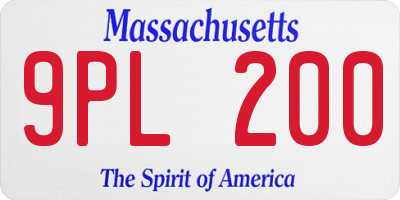MA license plate 9PL200