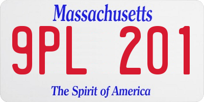 MA license plate 9PL201