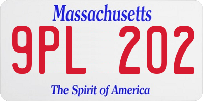 MA license plate 9PL202