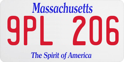 MA license plate 9PL206