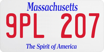 MA license plate 9PL207