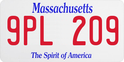 MA license plate 9PL209