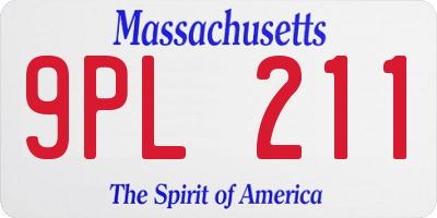 MA license plate 9PL211