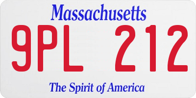 MA license plate 9PL212