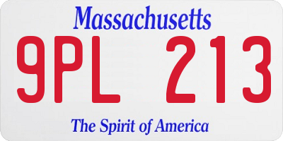 MA license plate 9PL213