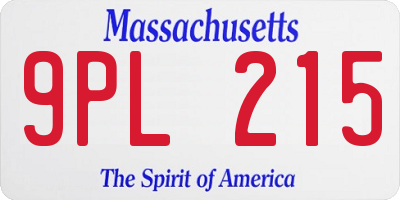 MA license plate 9PL215