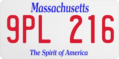 MA license plate 9PL216