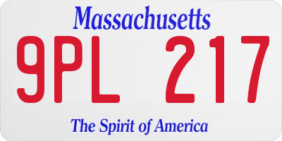 MA license plate 9PL217