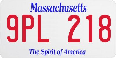 MA license plate 9PL218