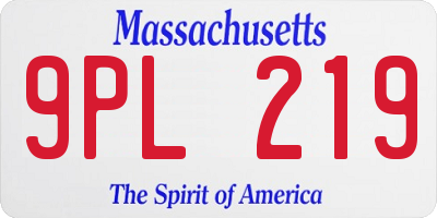 MA license plate 9PL219