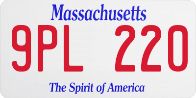 MA license plate 9PL220