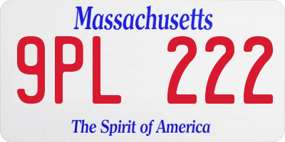 MA license plate 9PL222