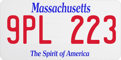 MA license plate 9PL223