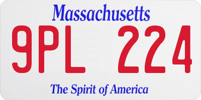 MA license plate 9PL224