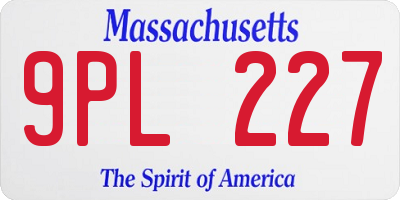 MA license plate 9PL227