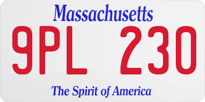 MA license plate 9PL230