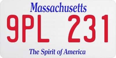MA license plate 9PL231