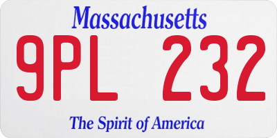 MA license plate 9PL232