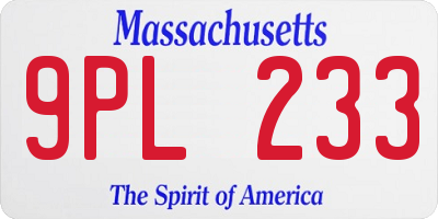 MA license plate 9PL233