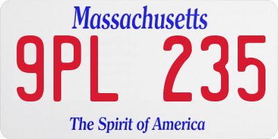 MA license plate 9PL235