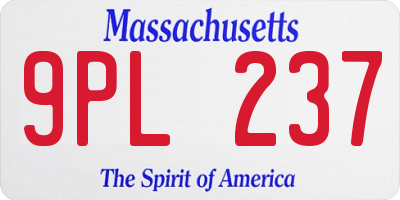 MA license plate 9PL237