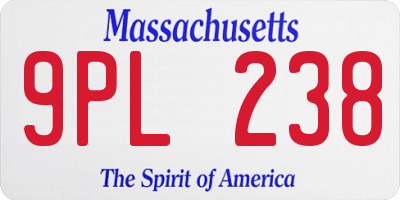 MA license plate 9PL238