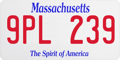 MA license plate 9PL239
