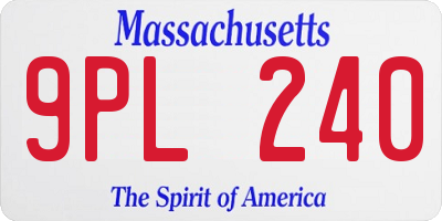MA license plate 9PL240