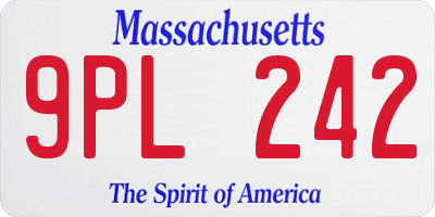 MA license plate 9PL242