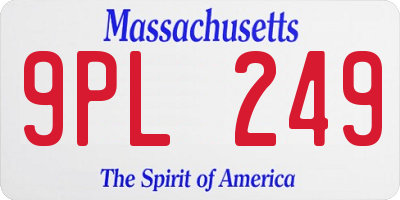 MA license plate 9PL249
