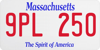 MA license plate 9PL250