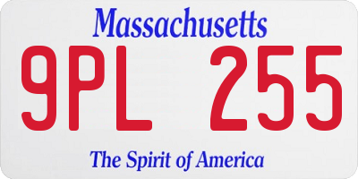 MA license plate 9PL255