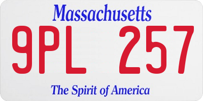 MA license plate 9PL257